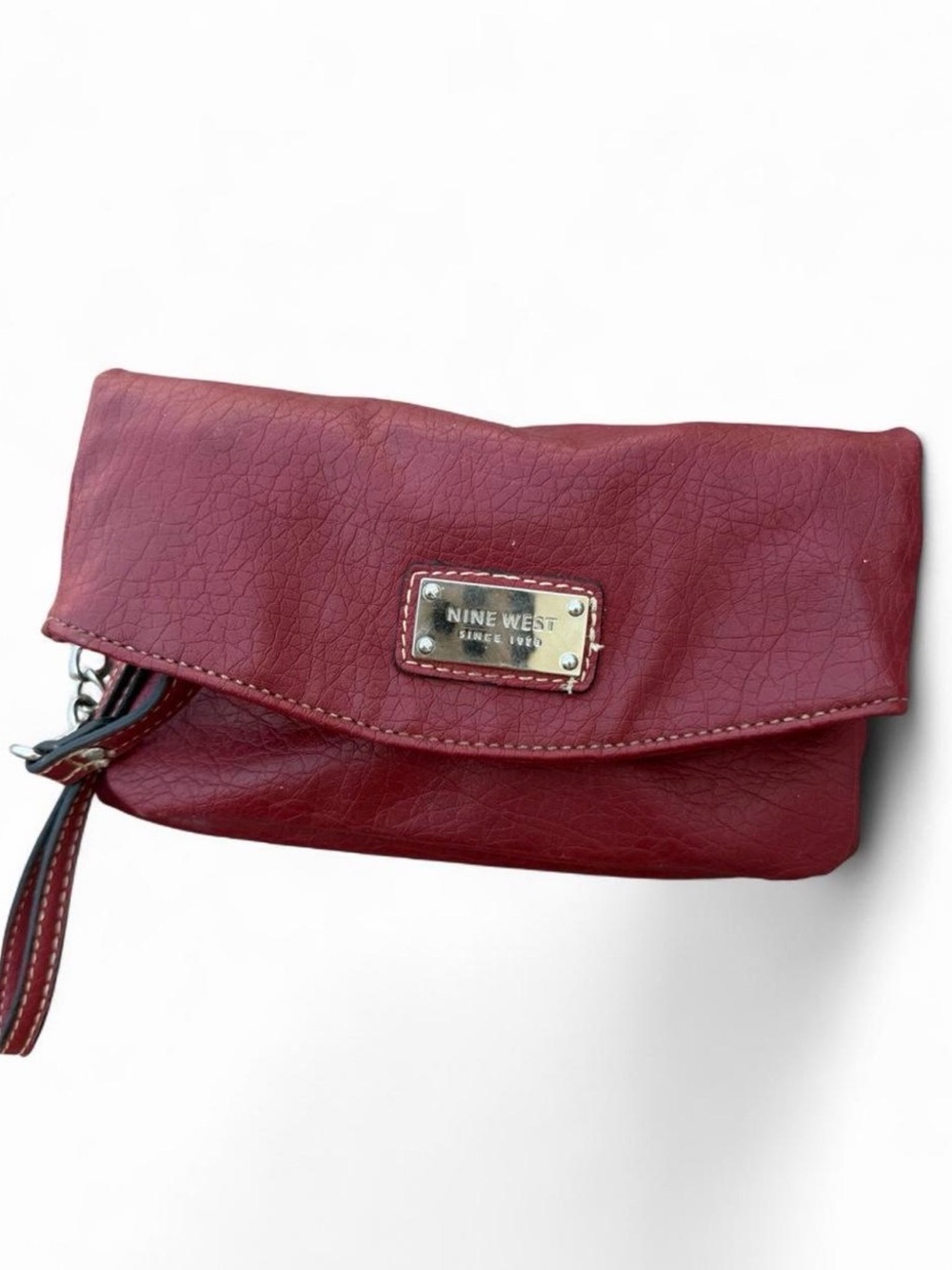 Nine West Burgundy Fold-Over Wristlet Clutch